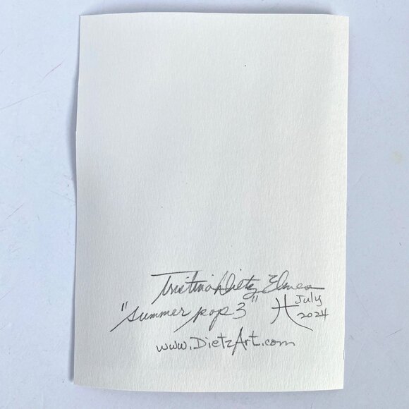 Summer Pop 3 Original Art Acrylic Painting Turquoise Pink Red Frame Ready 8x10in - Picture 6 of 6